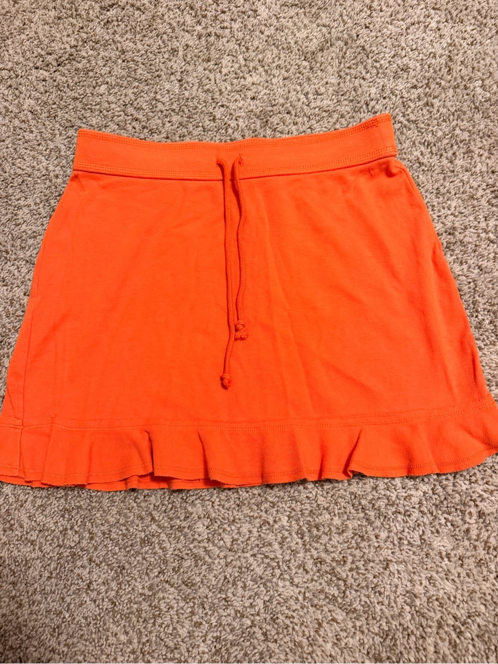 Express Bright Orange Drawstring Ruffle Mini Skirt